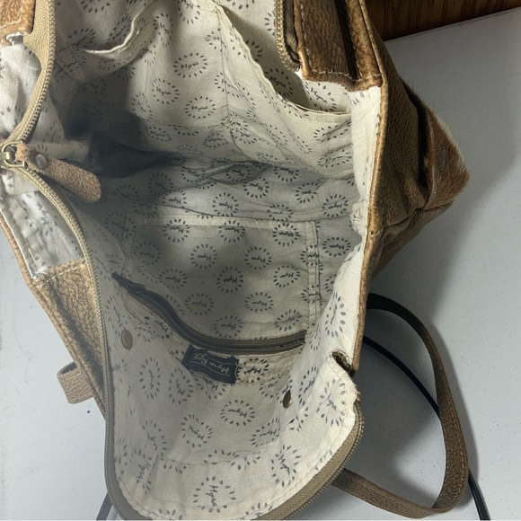 Myra Hair On Cowhide Leather Purse Western Bag Tote Cowgirl Double Handle - Picture 11 of 13